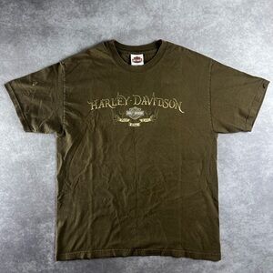 Harley Davidson Motorcycles Shirt Beefy-T Brown Graphic Vintage L Size